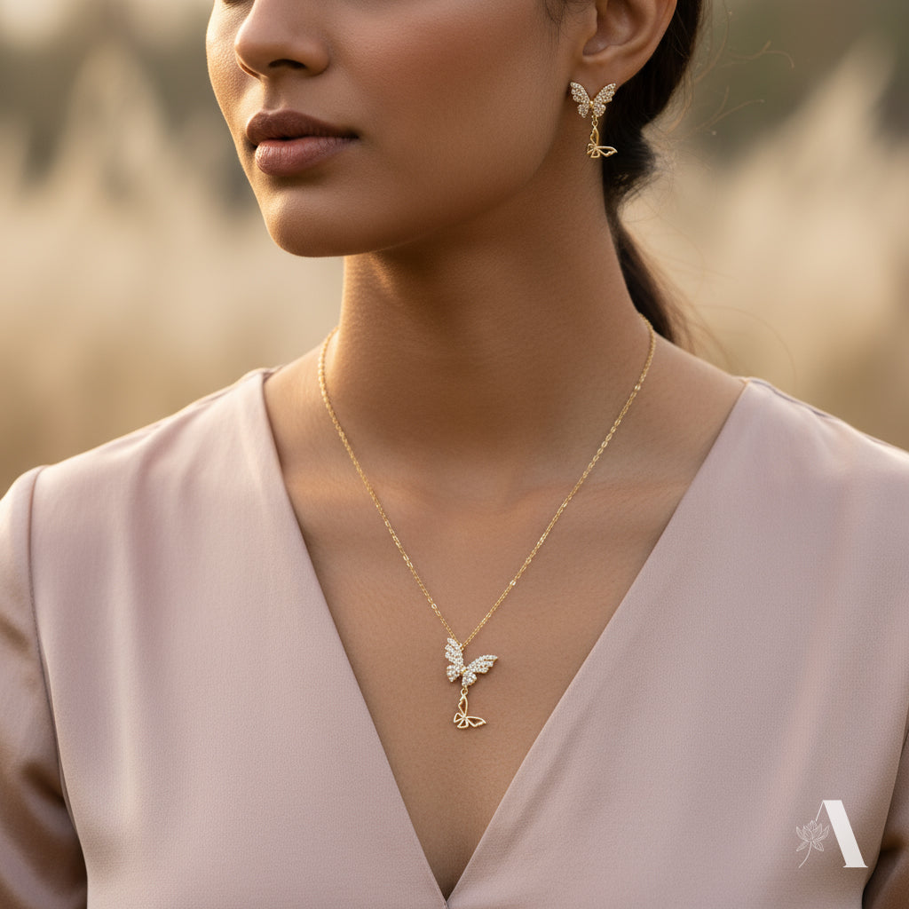 Butterfly Necklace and Earring Set