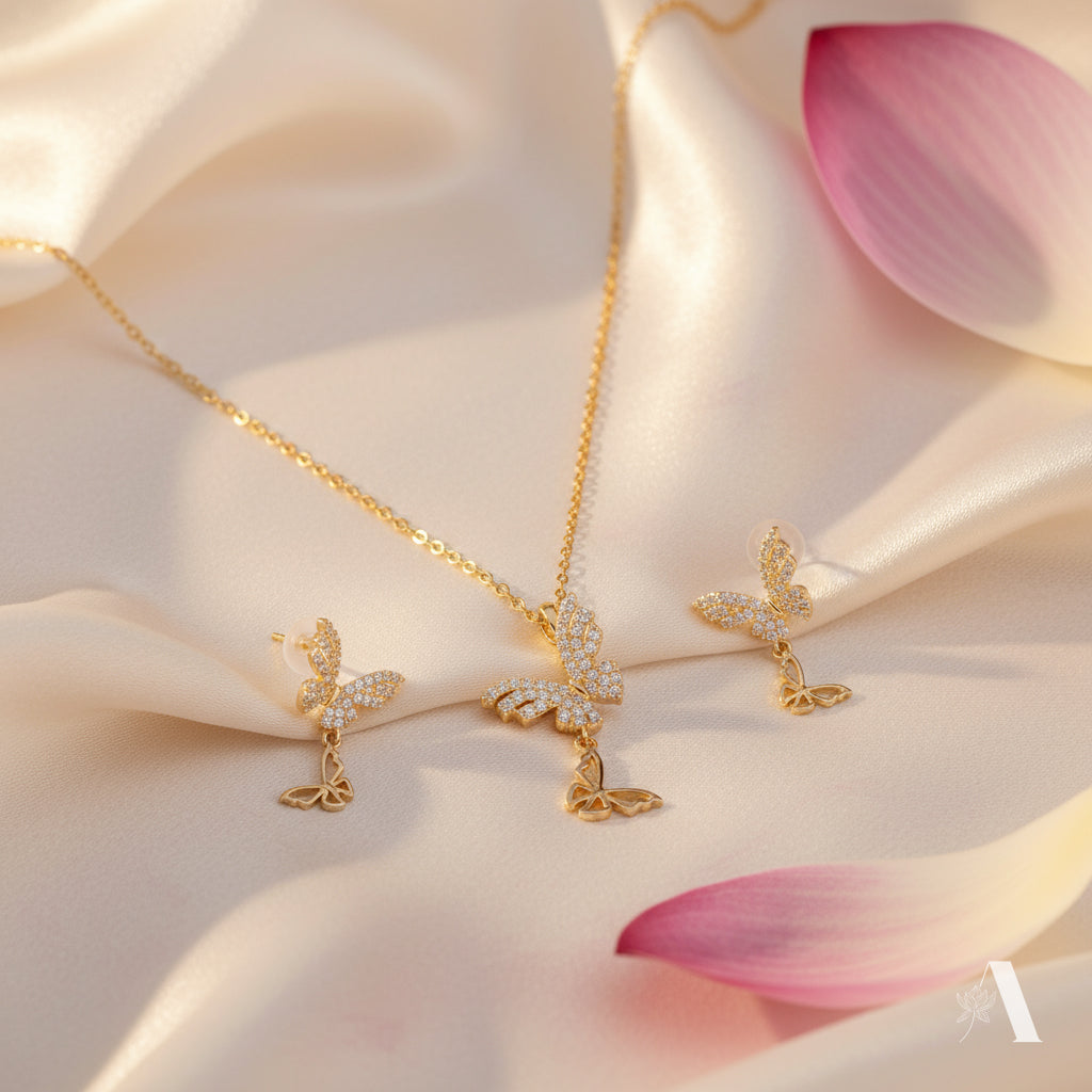 Butterfly Necklace and Earring Set