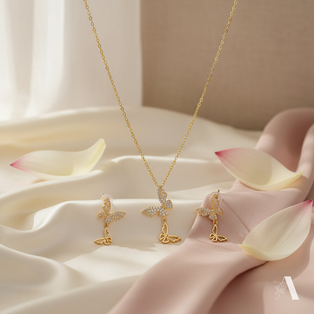 Butterfly Necklace and Earring Set