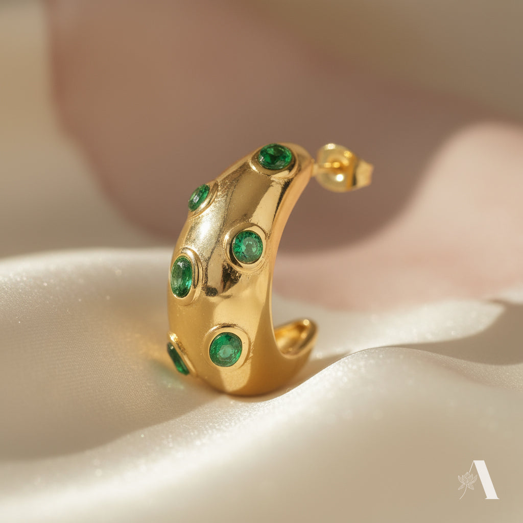 Emerald Droplet Accent Hoops