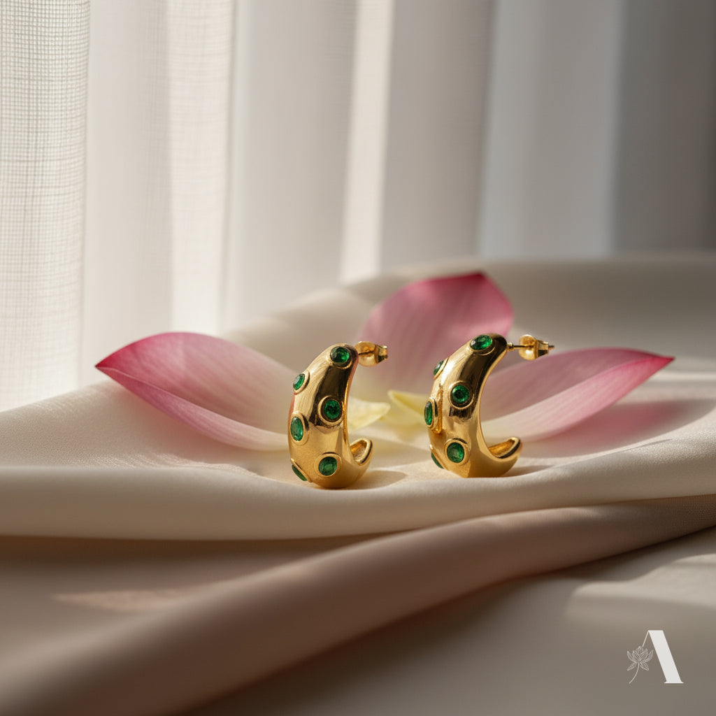 Emerald Droplet Accent Hoops