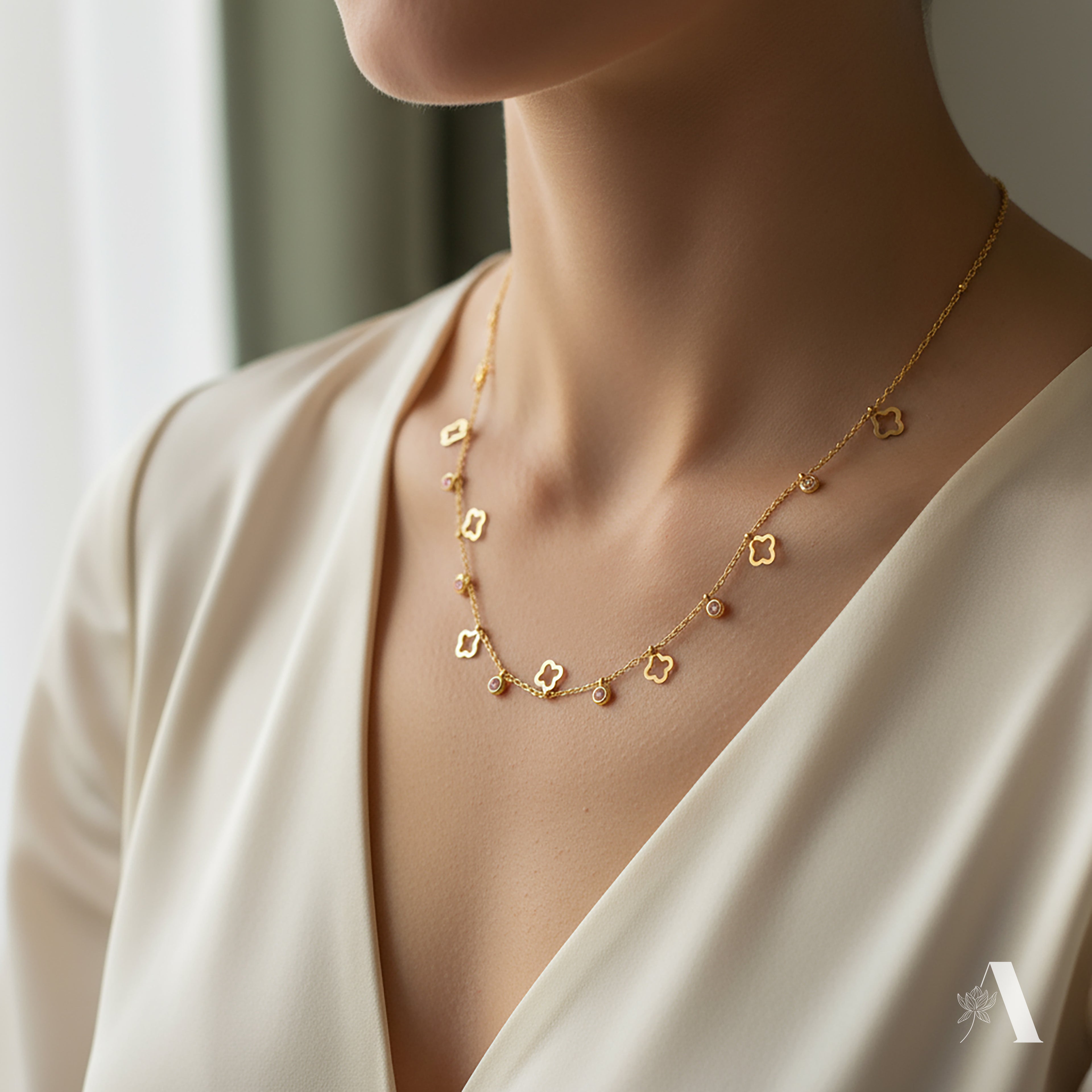 Flower Blossom Charm Necklace