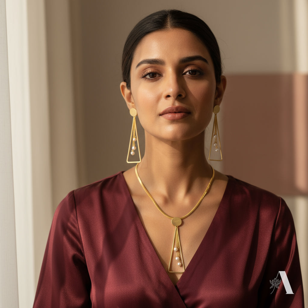 Geometric Prism Necklace and Earring Set