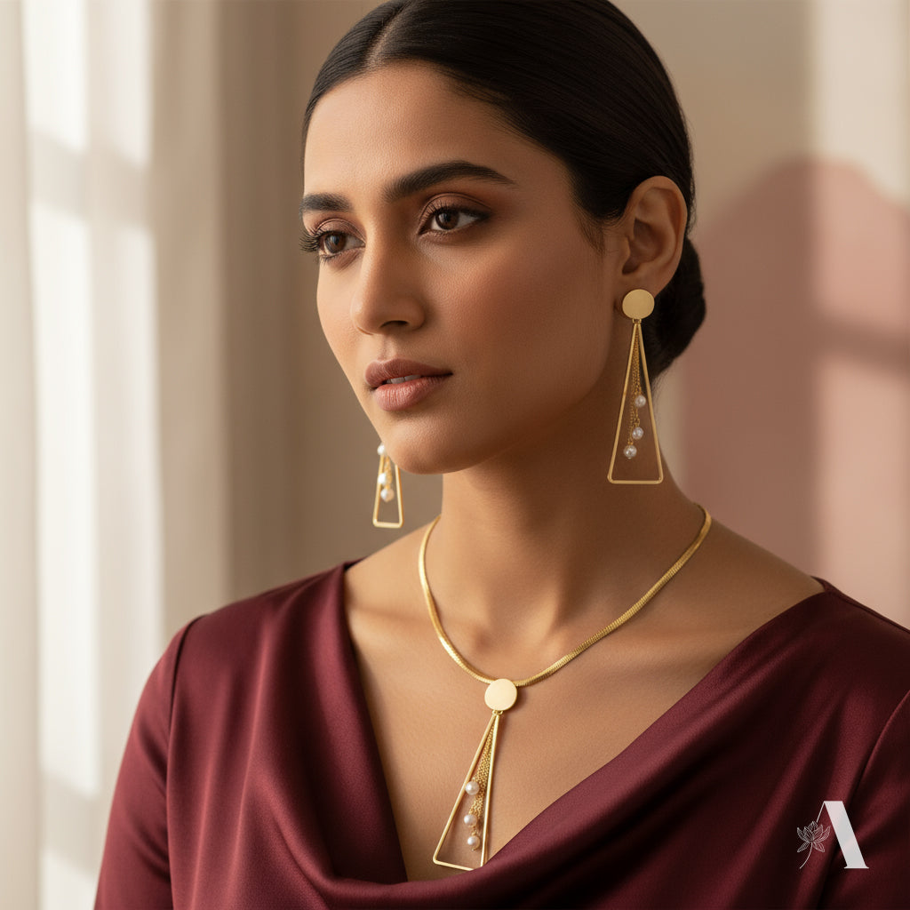 Geometric Prism Necklace and Earring Set