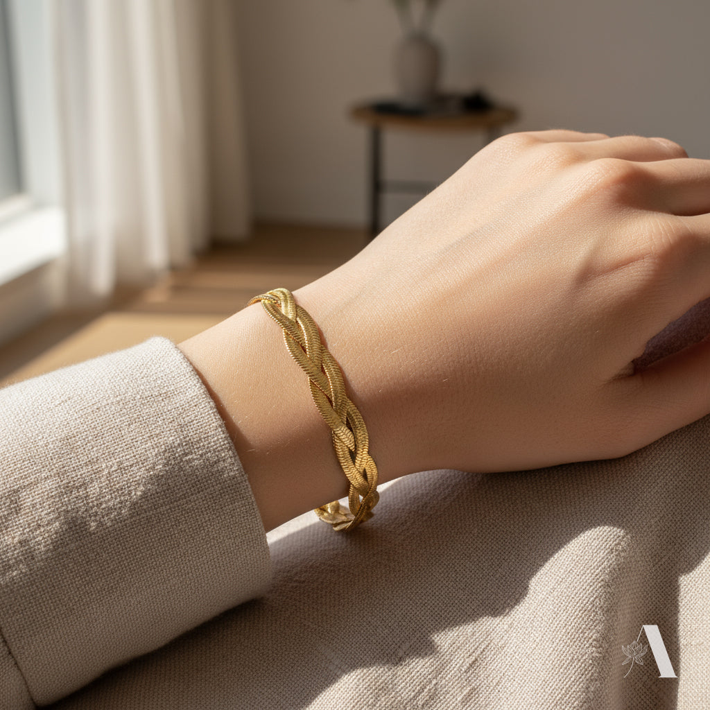 Golden Serpent Braided Bracelet