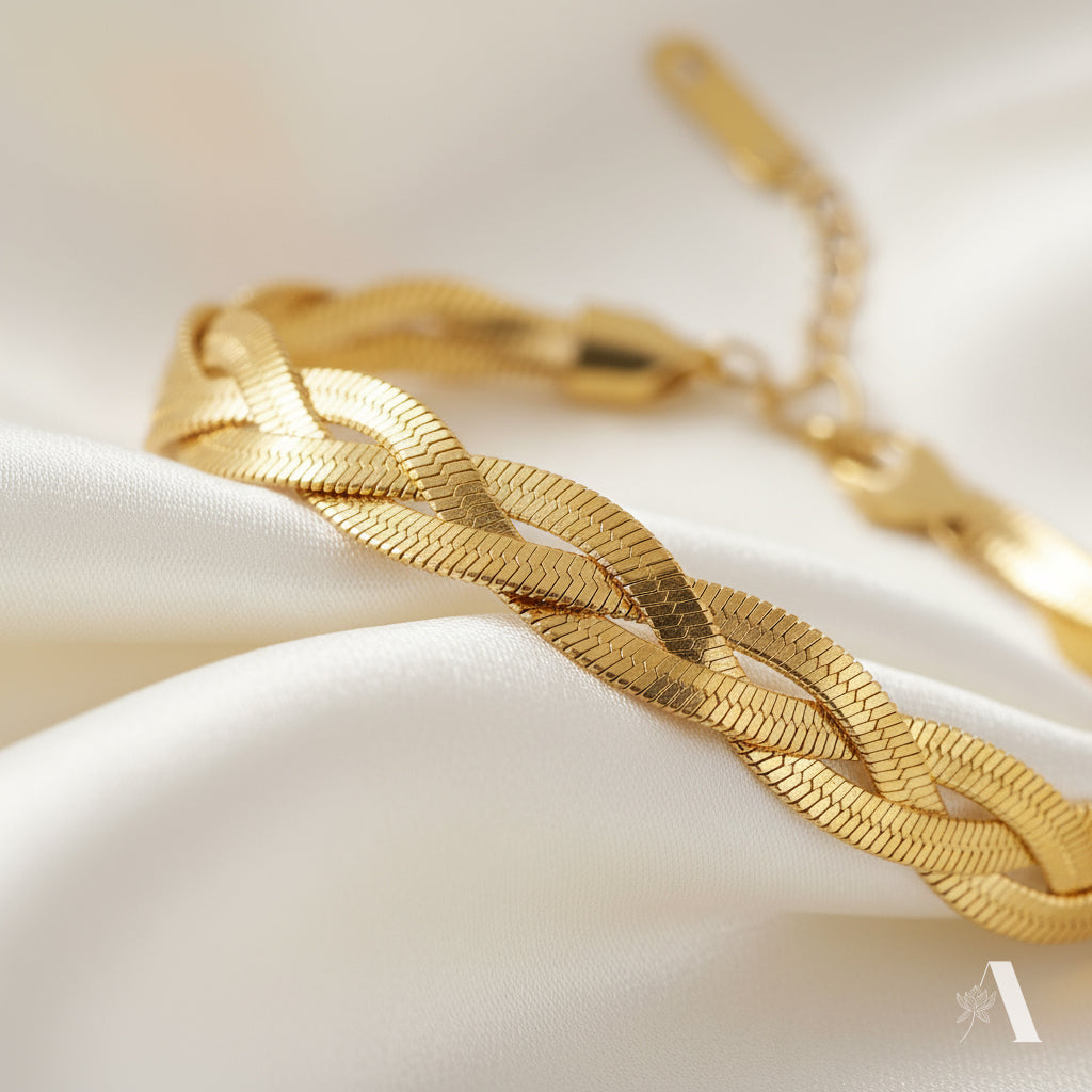 Golden Serpent Braided Bracelet