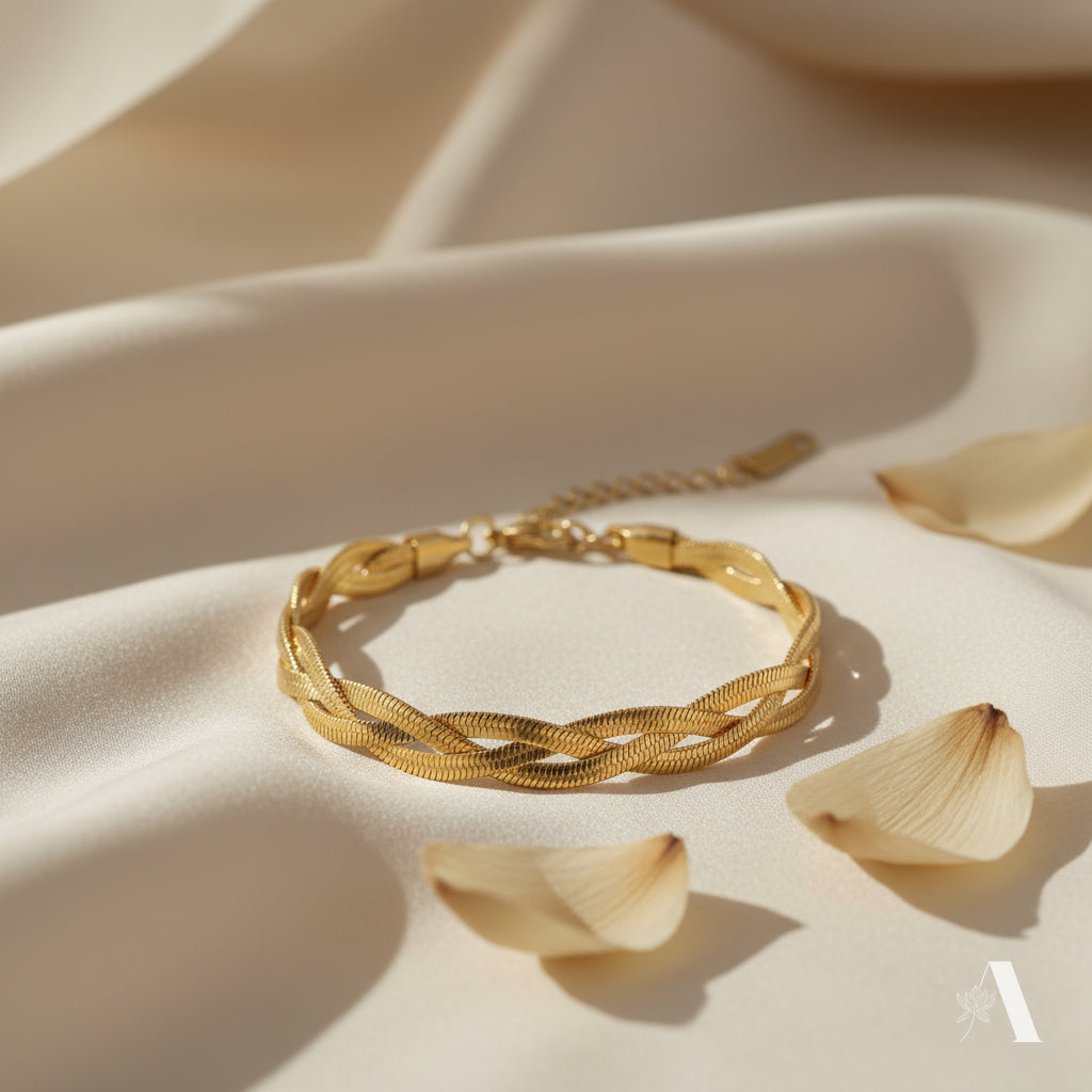 Golden Serpent Braided Bracelet
