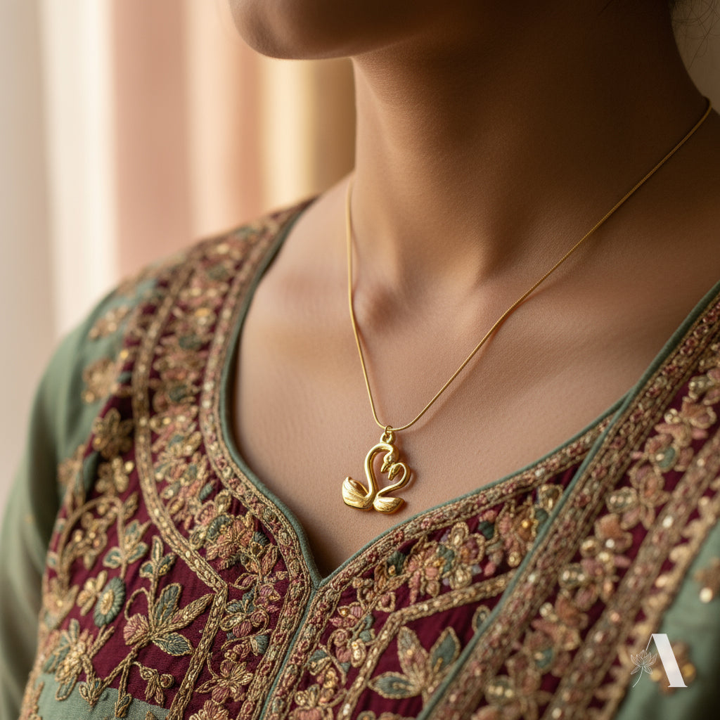 Graceful Swans Pendant Necklace