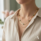 Green Glimmer Layered Statement Necklace