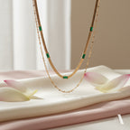 Green Glimmer Layered Statement Necklace