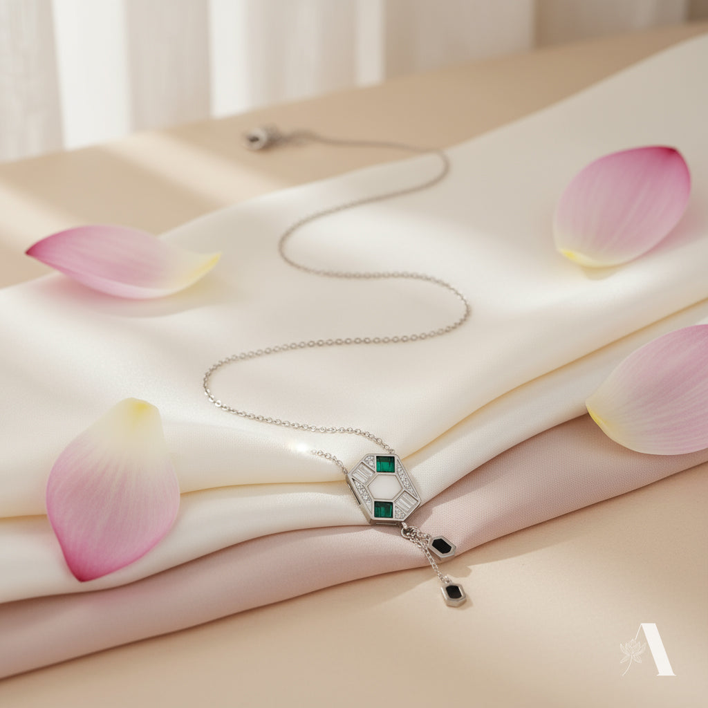 Green Stone Geometric Necklace