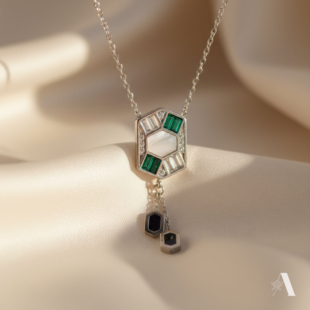 Green Stone Geometric Necklace