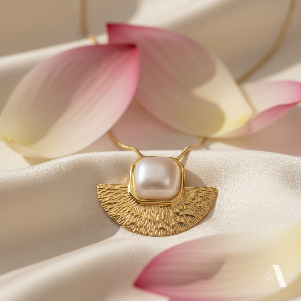 Lunar Pearl Crescent Necklace