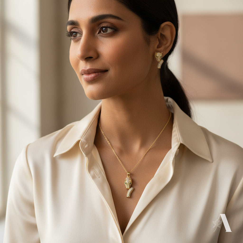 Panther Necklace and Earring Set