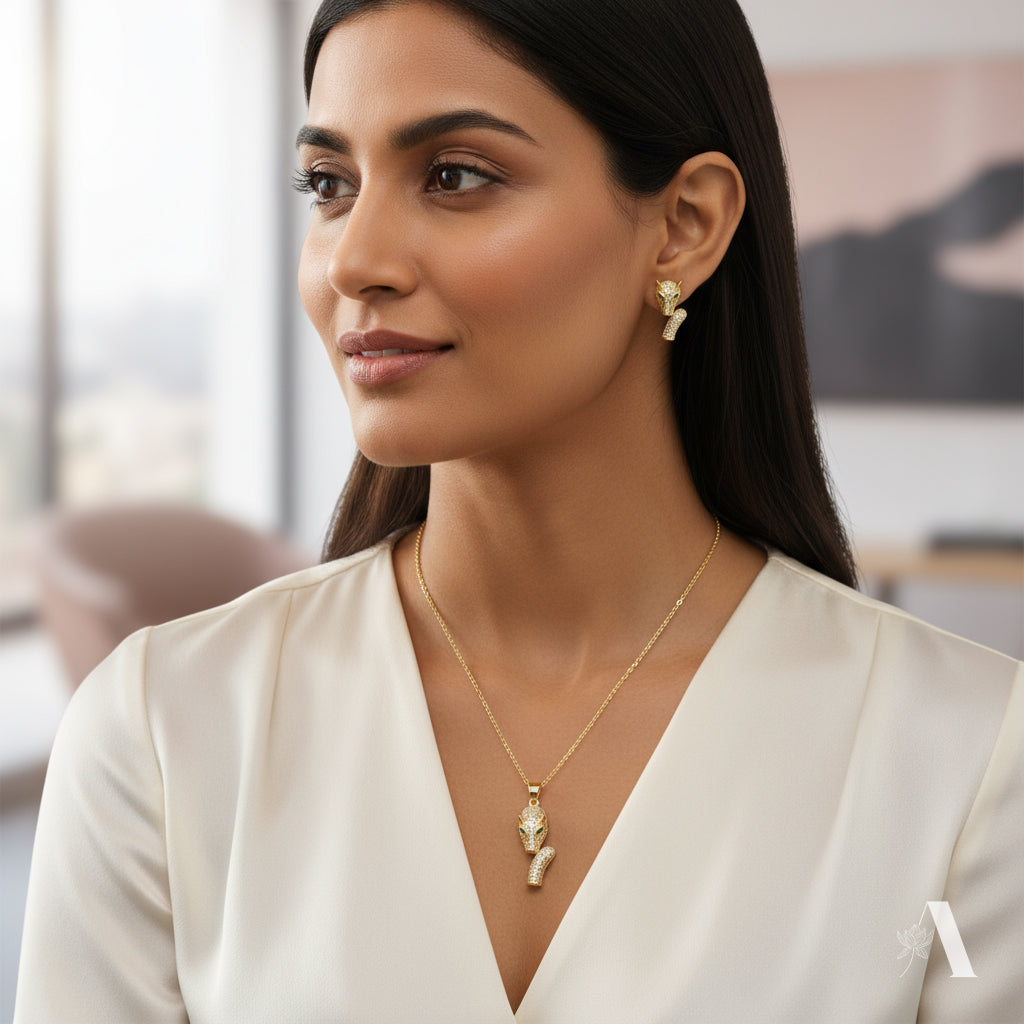 Panther Necklace and Earring Set