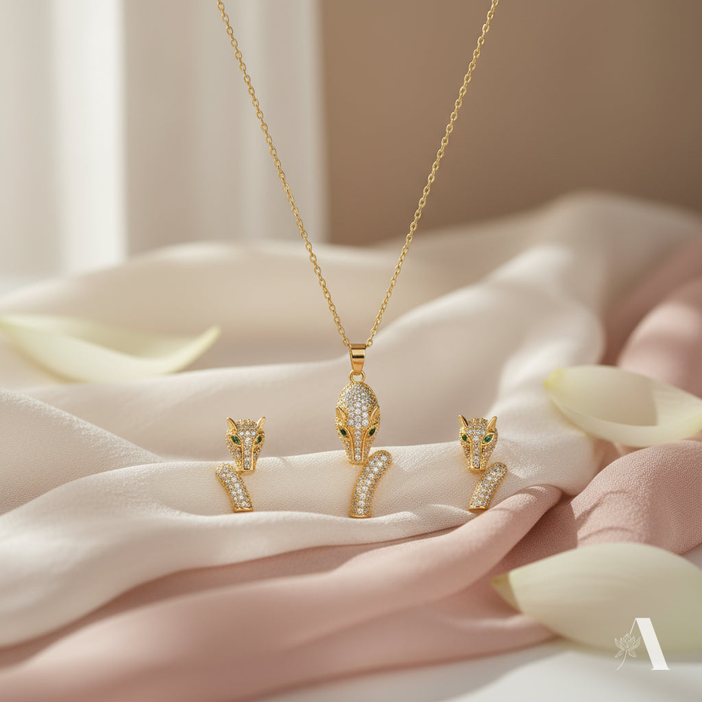 Panther Necklace and Earring Set