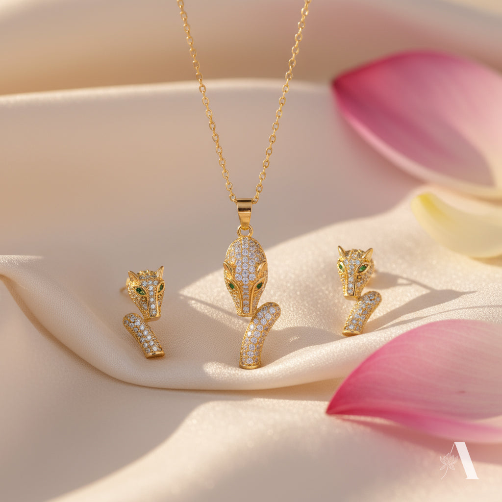 Panther Necklace and Earring Set