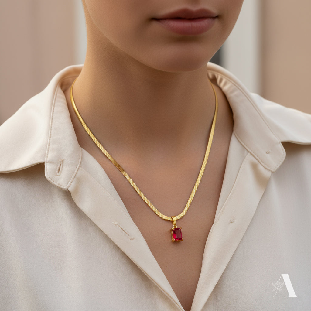 Ruby Stone Pendant Necklace