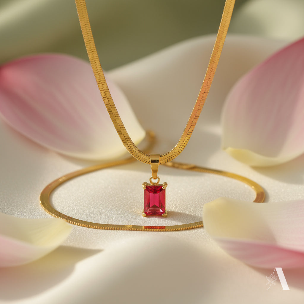 Ruby Stone Pendant Necklace
