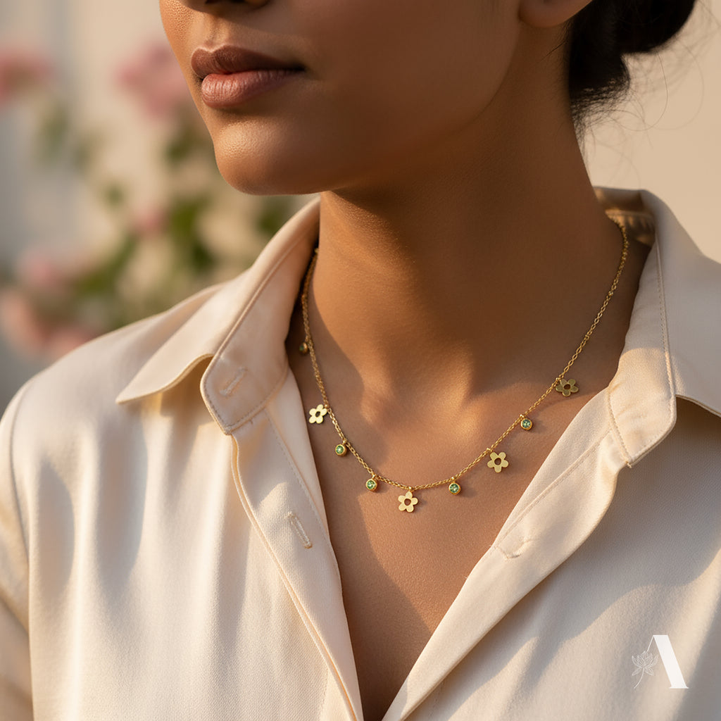Verdant Bloom Flower Necklace