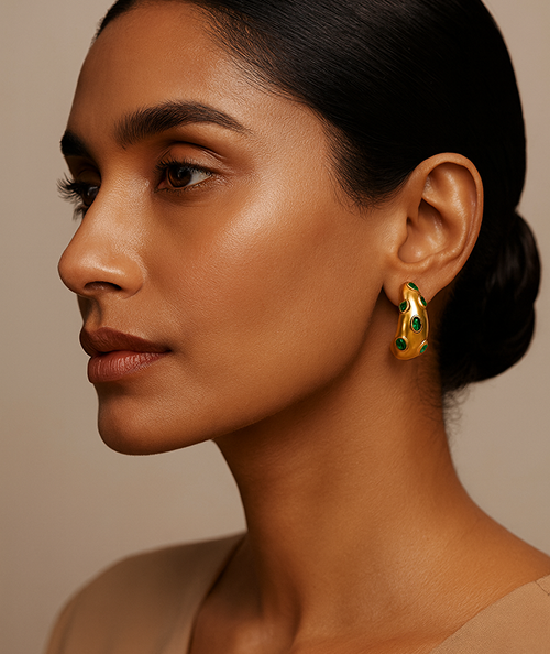 Emerald Droplet Hoops